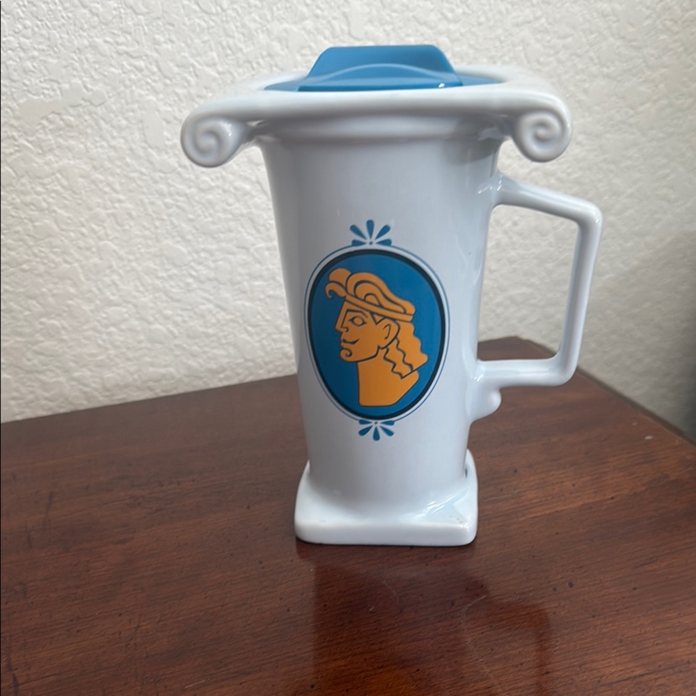 Hercules White Mug with Blue and Orange Design